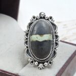 Black Jack Turquoise Size US 9 925 Sterling Silver Ring (RS42-268)