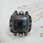 Black Jack Turquoise Size US 9 925 Sterling Silver Ring (RS42-273)