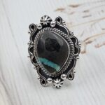 Black Jack Turquoise Size US 9 925 Sterling Silver Ring (RS42-272)