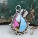Cotton Candy Turquoise 1" 925 Sterling Silver Pendant (REXT89-241)