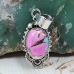 Cotton Candy Turquoise 1" 925 Sterling Silver Pendant (REXT89-239)