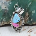Cotton Candy Turquoise 1" 925 Sterling Silver Pendant (REXT89-238)