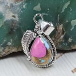 Cotton Candy Turquoise 1" 925 Sterling Silver Pendant (REXT89-236)