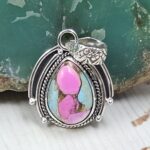 Cotton Candy Turquoise 1" 925 Sterling Silver Pendant (REXT89-234)