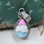 Cotton Candy Turquoise 1" 925 Sterling Silver Pendant (REXT89-242)