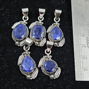 5 PCS Bulk Lot Blue Sapphire 925 Sterling Silver Pendant (REXT154-57)