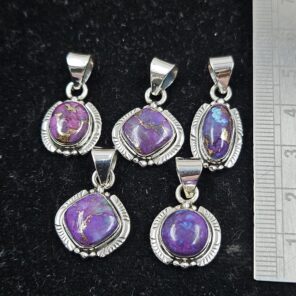 5 PCS Bulk Lot Purple Copper Turquoise 925 Sterling Silver Pendant (REXT154-41)