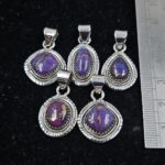 5 PCS Bulk Lot Purple Copper Turquoise 925 Sterling Silver Pendant (REXT154-47)