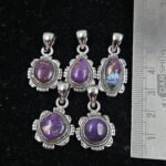5 PCS Bulk Lot Purple Copper Turquoise 925 Sterling Silver Pendant (REXT154-46)