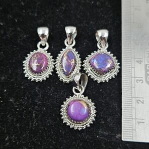 4 PCS Bulk Lot Purple Copper Turquoise 925 Sterling Silver Pendant (REXT154-51)