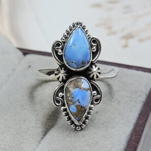 Golden Hill Turquoise Size US 10 925 Sterling Silver Ring (REXT134-16)