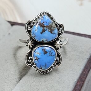 Golden Hill Turquoise Size US 8 925 Sterling Silver Ring (REXT134-21)