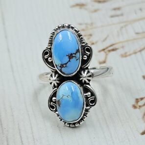 Golden Hill Turquoise Size US 8 925 Sterling Silver Ring (REXT134-19)