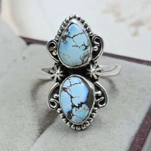 Golden Hill Turquoise Size US 8 925 Sterling Silver Ring (REXT134-18)