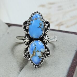 Golden Hill Turquoise Size US 8 925 Sterling Silver Ring (REXT134-20)