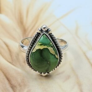 Sonoran Gold Turquoise Size US 9 925 Sterling Silver Ring (REXT4-71)