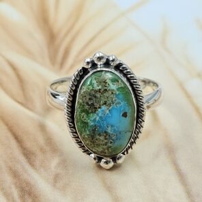 Sonoran Gold Turquoise Size US 7 925 Sterling Silver Ring (REXT4-58)