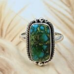 Sonoran Gold Turquoise Size US 8 925 Sterling Silver Ring (REXT4-61)