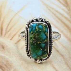 Sonoran Gold Turquoise Size US 8 925 Sterling Silver Ring (REXT4-61)