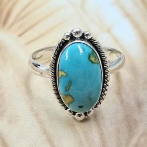 Sonoran Gold Turquoise Size US 8 925 Sterling Silver Ring (REXT4-64)