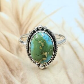 Sonoran Gold Turquoise Size US 9 925 Sterling Silver Ring (REXT4-69)
