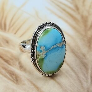 Sonoran Gold Turquoise Size US 8 925 Sterling Silver Ring (REXT4-32)