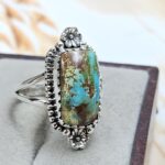 Sonoran Gold Turquoise Size US 8 925 Sterling Silver Ring (REXT4-88)