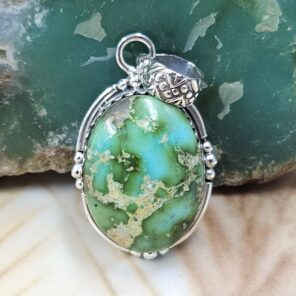 Sonoran Gold Turquoise 1.25" 925 Sterling Silver Pendant (REXT68-439)