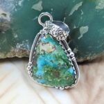 Sonoran Gold Turquoise 1.25" 925 Sterling Silver Pendant (REXT68-454)
