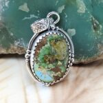 Sonoran Gold Turquoise 1.25" 925 Sterling Silver Pendant (REXT68-455)