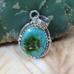 Sonoran Gold Turquoise 1.25" 925 Sterling Silver Pendant (REXT68-457)