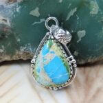 Sonoran Gold Turquoise 1.25" 925 Sterling Silver Pendant (REXT68-450)