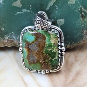 Sonoran Gold Turquoise 1.25" 925 Sterling Silver Pendant (REXT68-437)