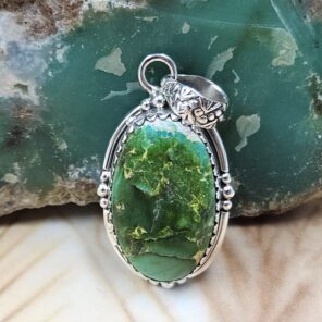 Sonoran Gold Turquoise 1.25" 925 Sterling Silver Pendant (REXT68-436)