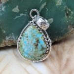 Sonoran Gold Turquoise 1.25" 925 Sterling Silver Pendant (REXT68-447)