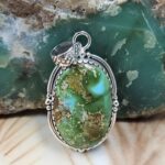 Sonoran Gold Turquoise 1.25" 925 Sterling Silver Pendant (REXT68-446)