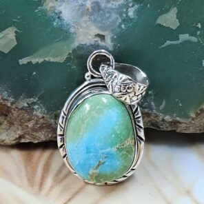 Sonoran Gold Turquoise 1" 925 Sterling Silver Pendant (REXT68-276)