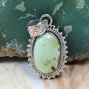 Sonoran Gold Turquoise 1.25" 925 Sterling Silver Pendant (REXT68-311)