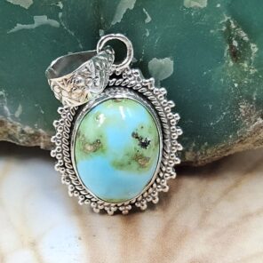 Sonoran Gold Turquoise 1.25" 925 Sterling Silver Pendant (REXT68-312)