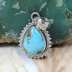 Sonoran Gold Turquoise 1.25" 925 Sterling Silver Pendant (REXT68-308)