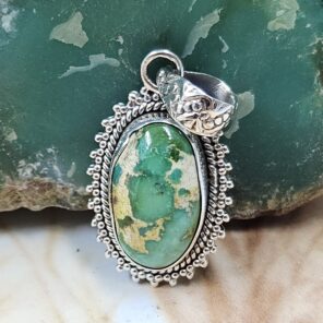 Sonoran Gold Turquoise 1.25" 925 Sterling Silver Pendant (REXT68-310)