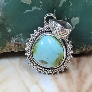 Sonoran Gold Turquoise 1.25" 925 Sterling Silver Pendant (REXT68-309)