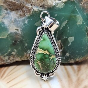 Sonoran Gold Turquoise 1.25" 925 Sterling Silver Pendant (REXT68-288)