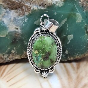 Sonoran Gold Turquoise 1.25" 925 Sterling Silver Pendant (REXT68-287)