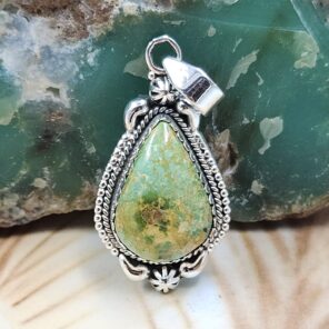 Sonoran Gold Turquoise 1.25" 925 Sterling Silver Pendant (REXT68-294)