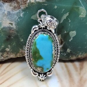 Sonoran Gold Turquoise 1.25" 925 Sterling Silver Pendant (REXT68-295)
