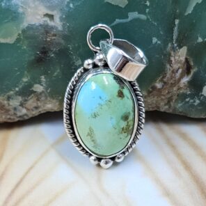 Sonoran Gold Turquoise 1.25" 925 Sterling Silver Pendant (REXT68-341)