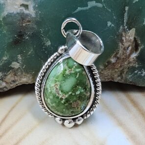 Sonoran Gold Turquoise 1.25" 925 Sterling Silver Pendant (REXT68-337)