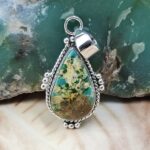 Sonoran Gold Turquoise 1" 925 Sterling Silver Pendant (REXT68-398)