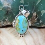 Sonoran Gold Turquoise 1" 925 Sterling Silver Pendant (REXT68-395)